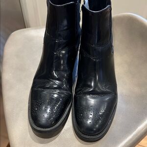 Boemas Vera Gomma Shiny Black Leather Italian Boots EUC SZ 8